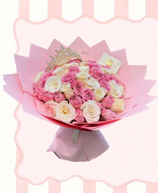 35 Rose Bouquet with Crown